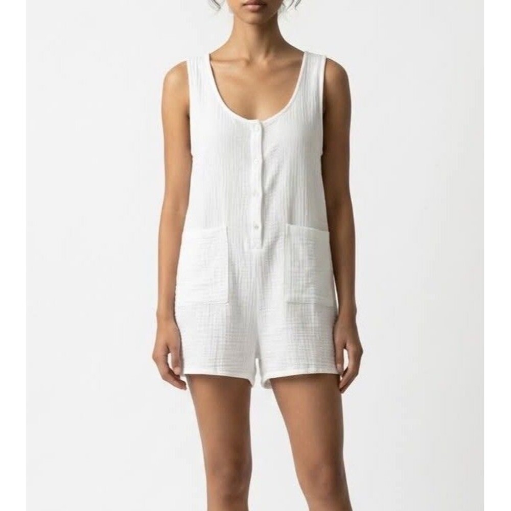 4OUR DREAMERS White Gauze Cotton Anthropologie Boho Lightweight Romper Size XL